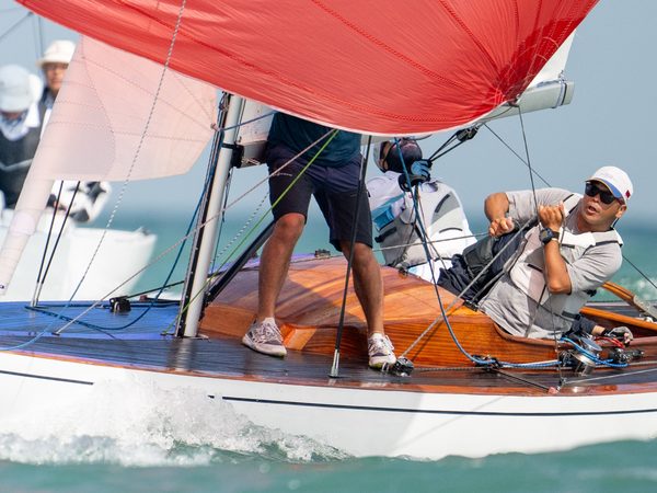 A Dragon running under spinnaker.